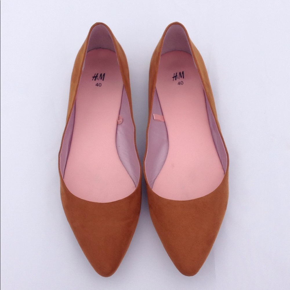 H&M Faux Suede Flats in Mustard